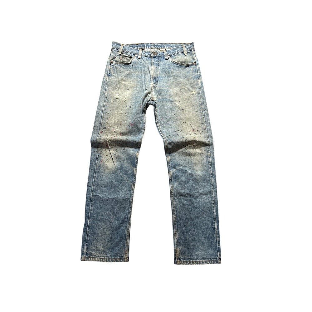 VTG Levis 505 Jeans Mens 34x32 Orange Tab Distressed Paint Splatter USA Made 90s